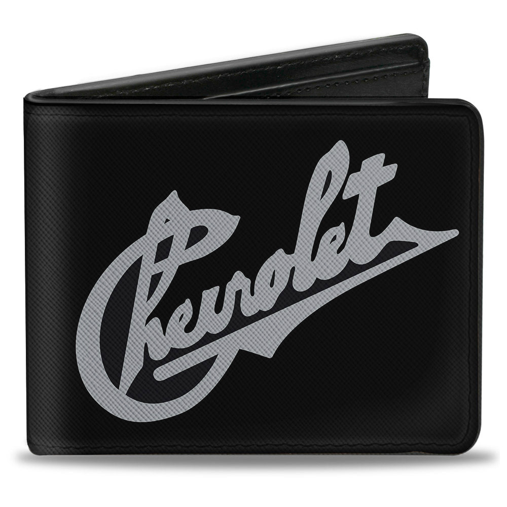 Chevrolet Heritage Script Slant Black & Tan Bi-Fold Wallet