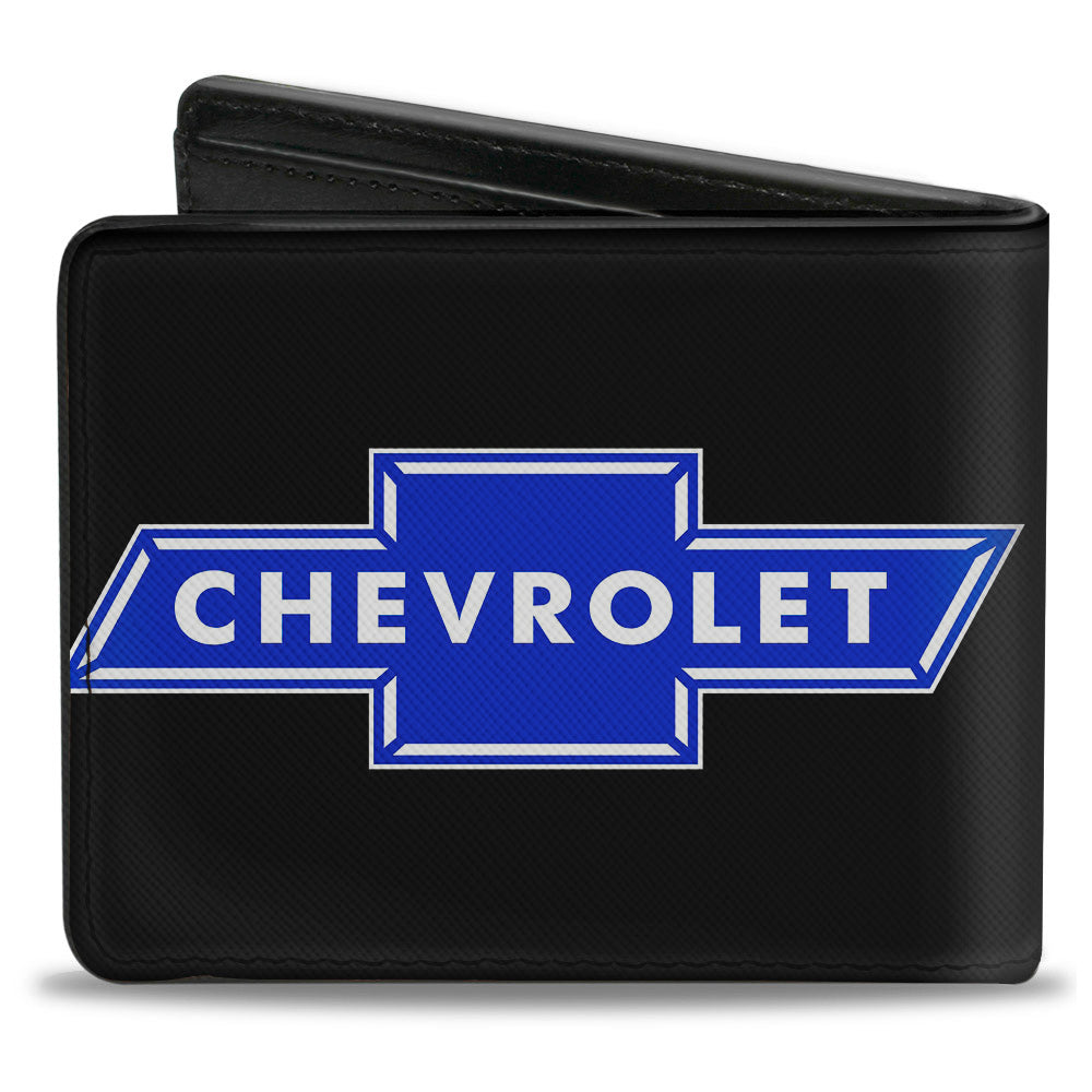 Chevy Bowtie Logo Leather Bi-Fold Wallet - Blue