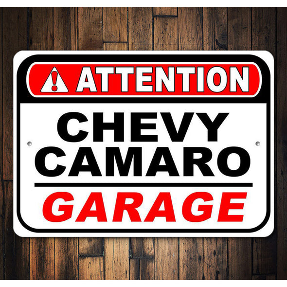 Chevy Camaro - Attention: Camaro Garage - Aluminum Sign