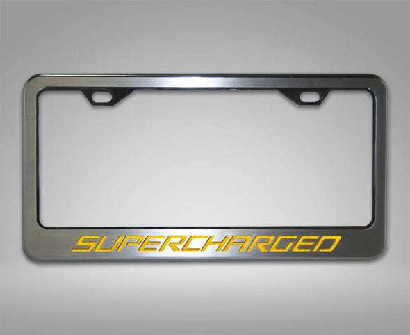 Camaro License Plate Frame with "Supercharged" Lettering