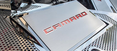 2016-2022 6th Generation Camaro Fuse Box Cover & 'CAMARO' Top Plate | Stainless Steel