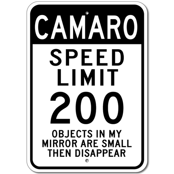 Camaro Speed Limit 200 - Aluminum Sign