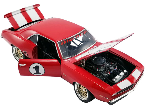 1969 Camaro Big Red Camaro Red/White Stripes Outlaw Racer 1/18 Diecast