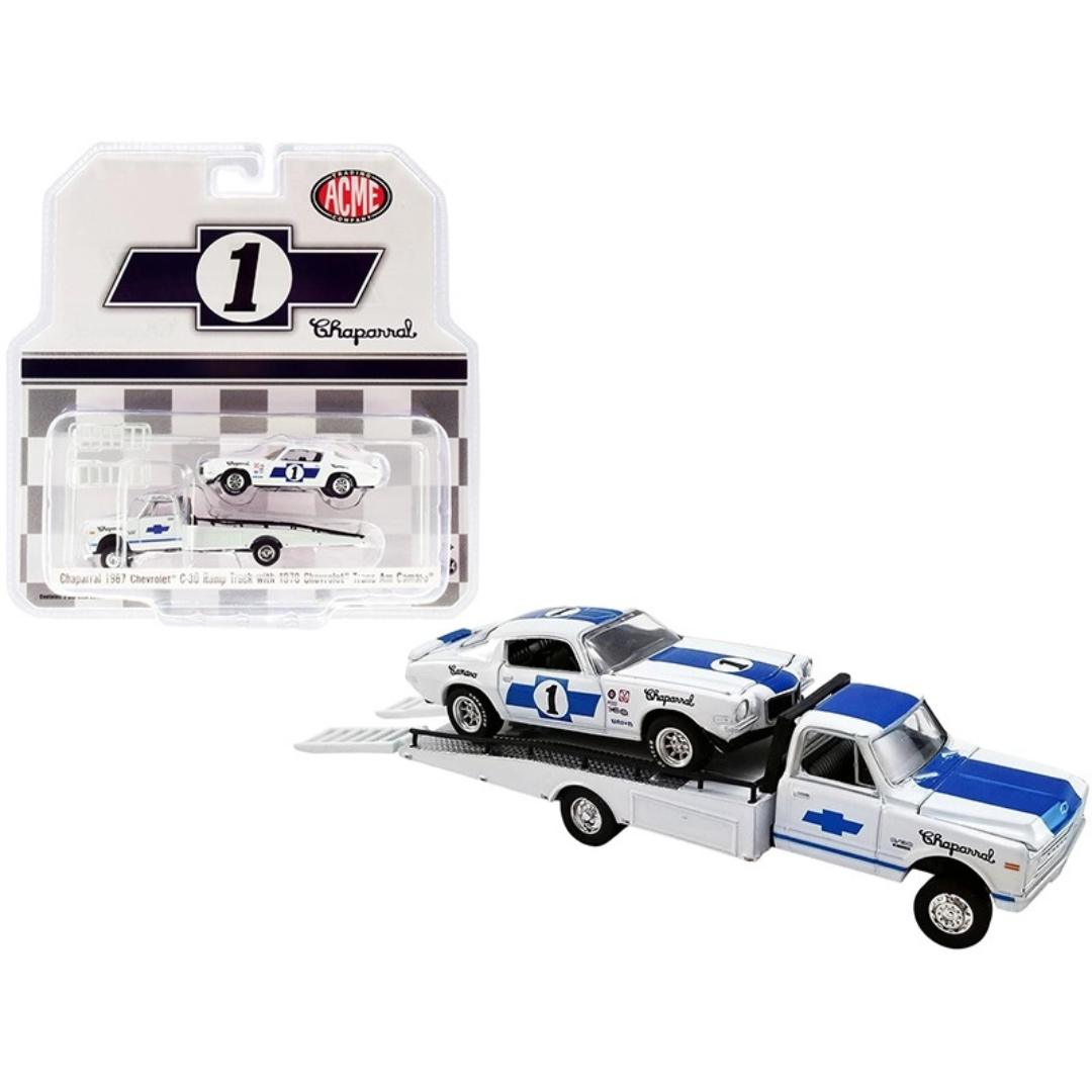 1967-chevrolet-c-30-ramp-truck-with-1970-trans-am-camaro-1-64-diecast