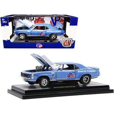 1969 Chevrolet Camaro SS 396 "VP Racing" Light Blue with White Stripes Limited Edition to 7000 pieces Worldwide 1/24 Diecast Model Car by M2 Machines