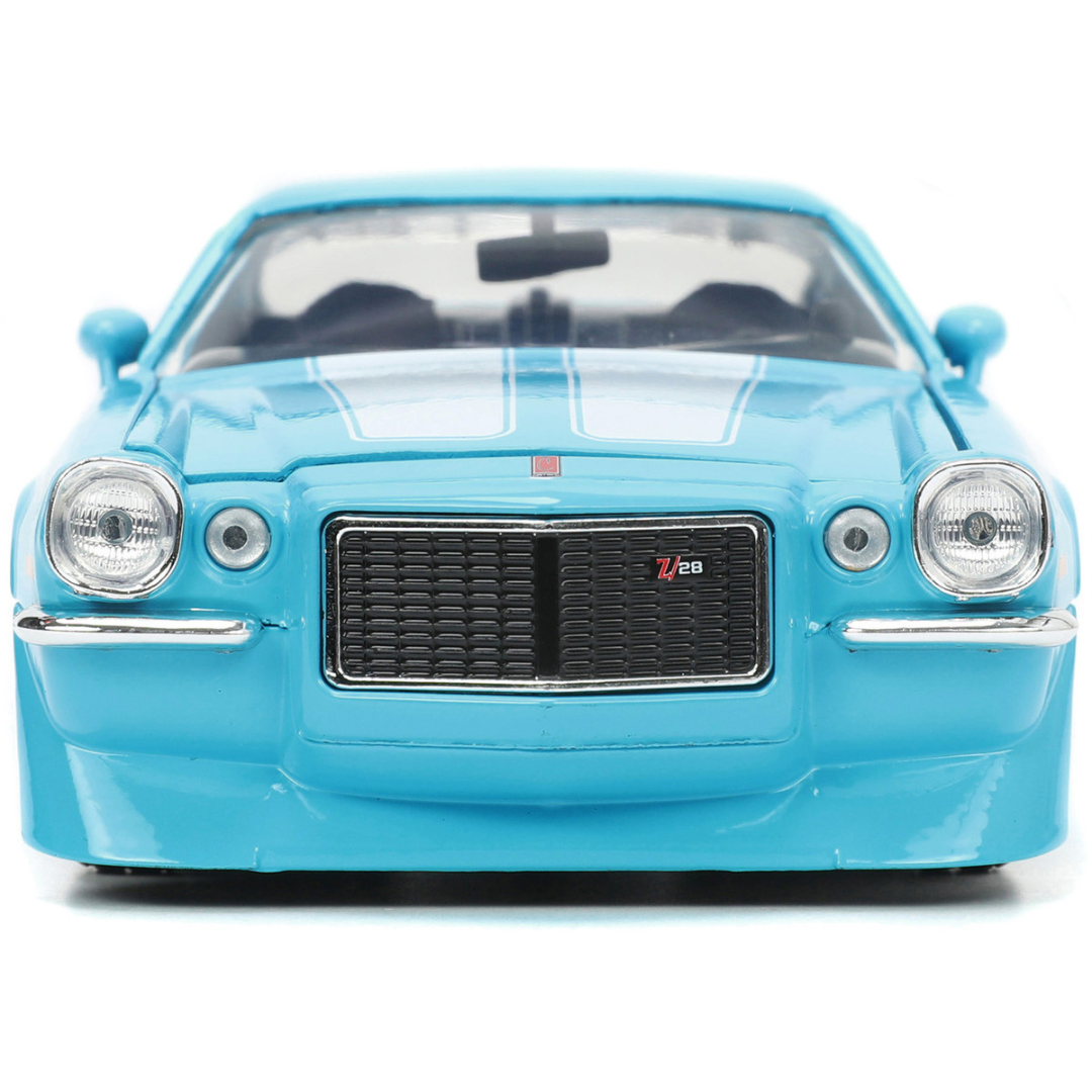 1971-2nd-generation-camaro-z-28-light-blue-bigtime-muscle-1-24-diecast-model-car