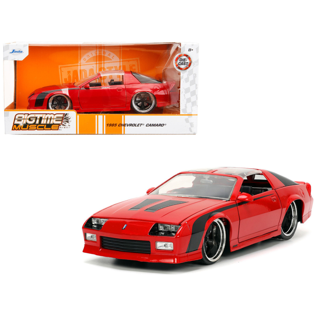 1985 Camaro Red with Black Stripes "Bigtime Muscle" 1/24 Diecast Model Car by Jada