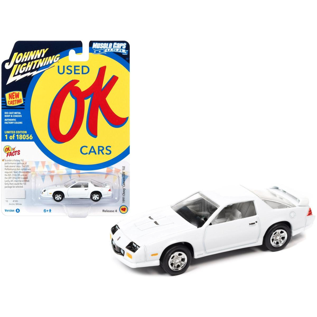 1991-chevrolet-camaro-z28-1le-arctic-white-ok-used-cars-series-limited-edition-to-18056-pieces-worldwide-1-64-diecast-model-car-by-johnny-lightning