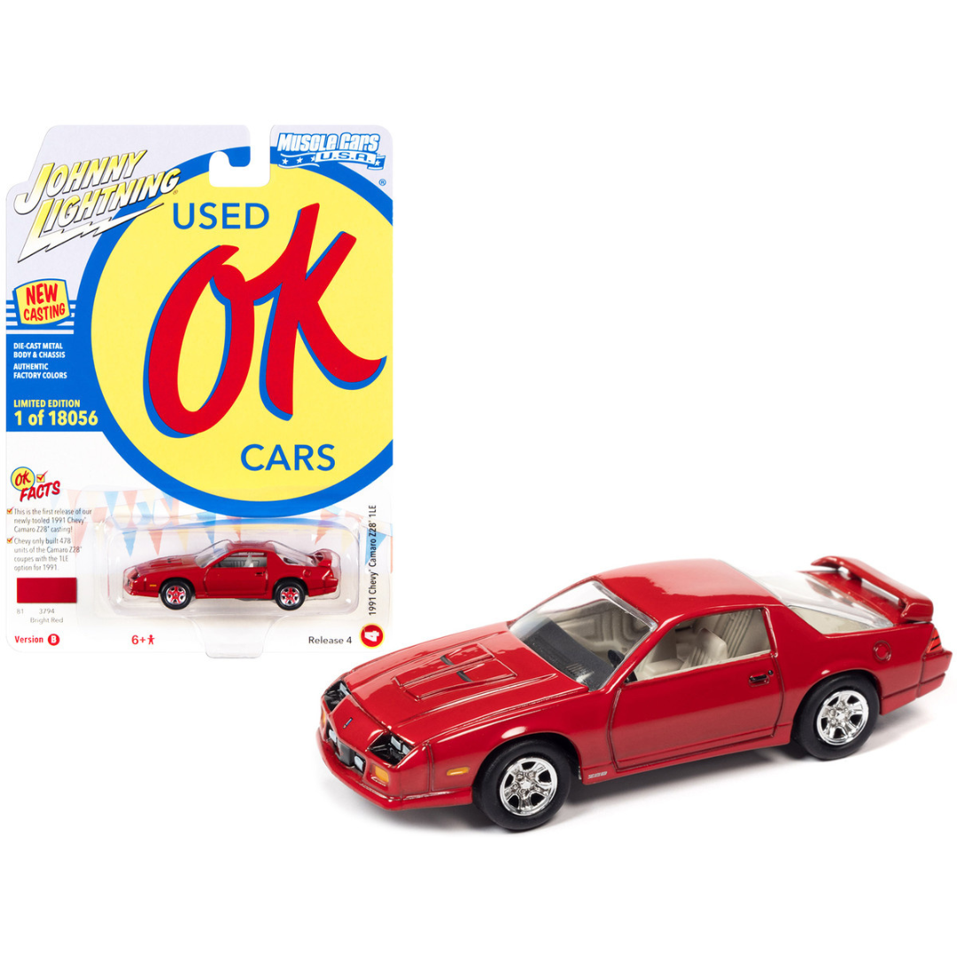 1991-chevrolet-camaro-z28-1le-bright-red-ok-used-cars-series-limited-edition-to-18056-pieces-worldwide-1-64-diecast-model-car-by-johnny-lightning