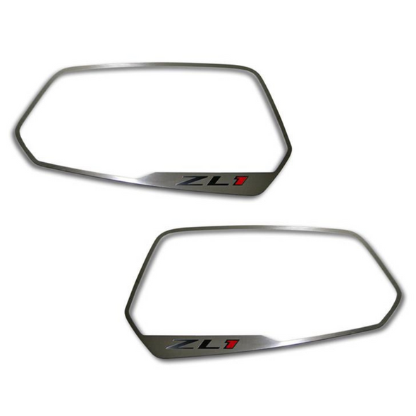 2010-2013 5th Gen Camaro ZL1 Side View Mirror Trim - ZL1 Style Brushed Stainless Steel