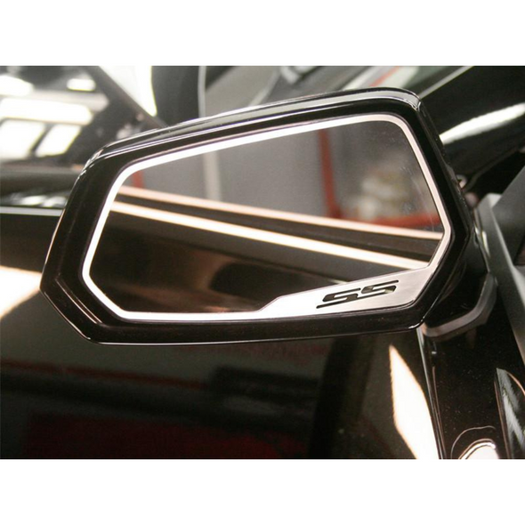 2010-2013 Camaro - Side View Mirror Trim "SS" | 2Pc | Brushed Stainless Steel