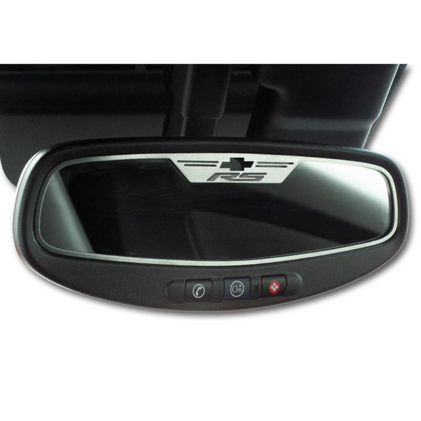 2010-2014 Camaro Rear View Mirror Trim "RS" | Brushed Oval