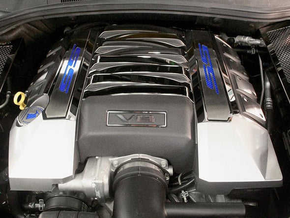 2010-2015 5th Gen Camaro SS Engine Shroud V8 Emblem Trim Kit - Polished Stainless Steel