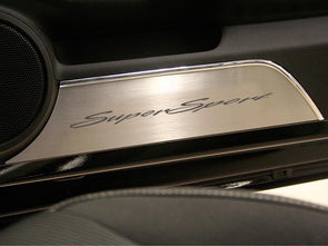 2010-2015 Camaro SS Door Panel Kick Plates "Super Sport" Script - 2Pc Brushed Stainless Steel