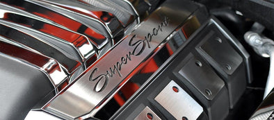 2010-2015 5th Gen Camaro SS Fuel Rail Covers "Super Sport" - Stainless Steel w/ Colored Inlay