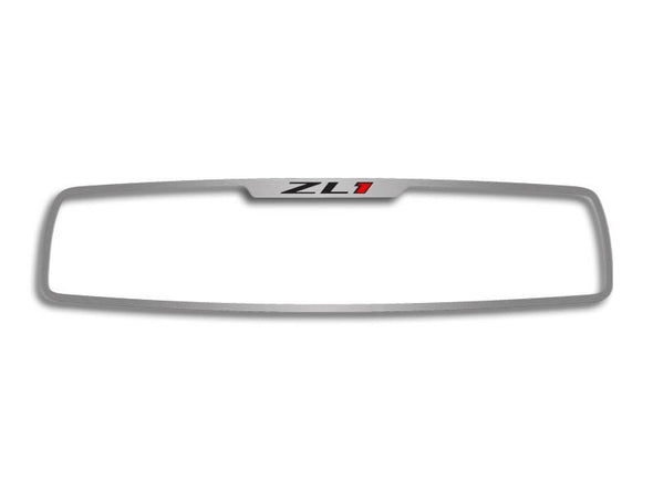 2012-2013 Camaro Rear View Mirror Trim "ZL1" | Brushed Stainless Steel Rectangle