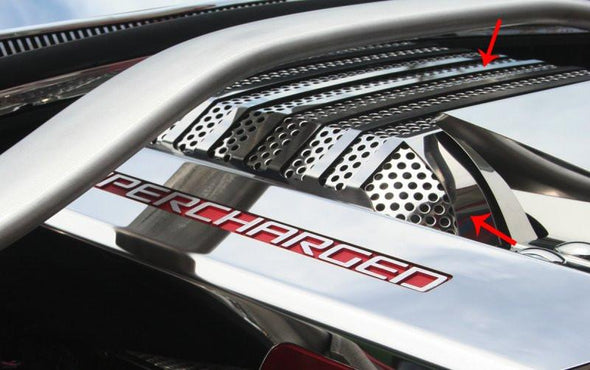 2012-2015 5th Gen Camaro ZL1 LSA Supercharger Plenum Cover - Perforated Polished Stainless Steel