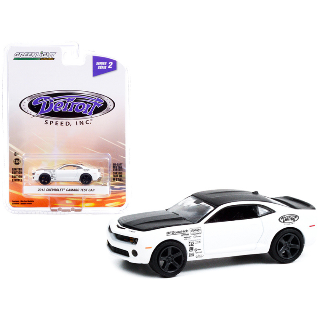 2012-chevrolet-camaro-test-car-white-monster-white-and-black-detroit-speed-inc-series-2-1-64-diecast-model-car-by-greenlight