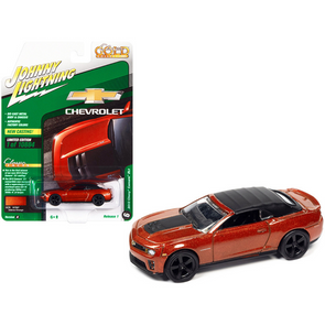 2013 Chevrolet Camaro ZL1 Convertible (Top Up) Inferno Orange Metallic Limited Edition 1/64 Diecast Model Car by Johnny Lightning