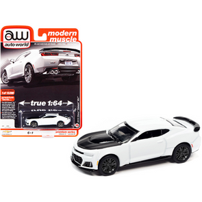 2019 Chevrolet Camaro ZL1 Summit White with Black Hood "Modern Muscle" Limited Edition to 15390 pieces Worldwide 1/64 Diecast Model Car by Autoworld