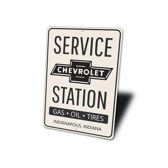 Personalized Chevy Service Station - Aluminum Sign