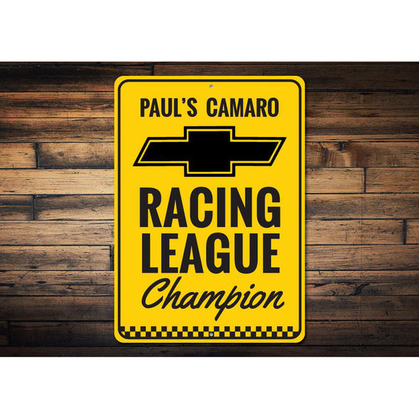 Personalized Camaro Chevy Racing League Champion Sign