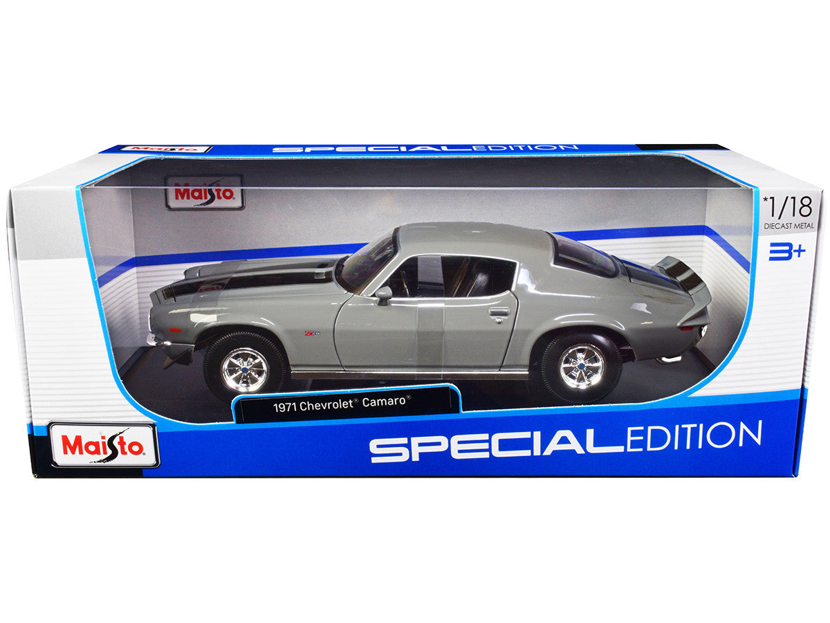 1971 Chevrolet Camaro Z28 Gray with Black Stripes "Special Edition" 1/18 Diecast Model Car by Maisto