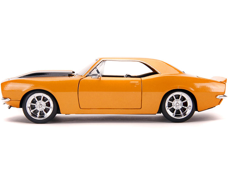 1967-camaro-orange-metallic-w-black-stripes-bigtime-muscle-1-24-diecast