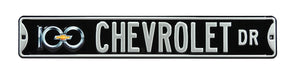 100 Gold Bowtie Chevrolet Drive Steel Sign