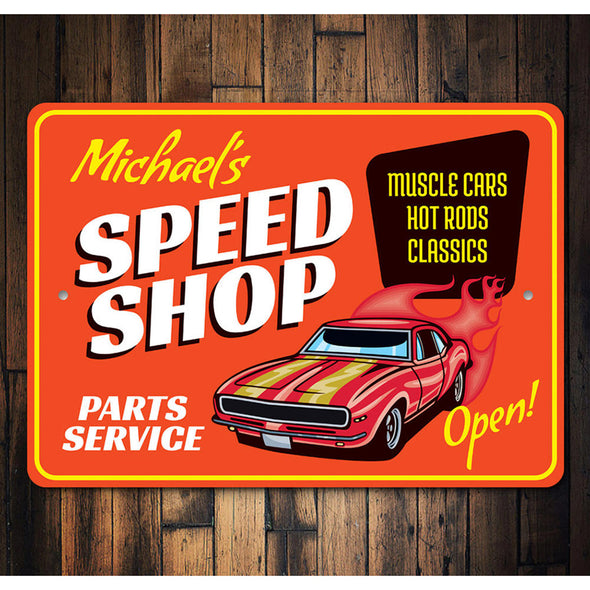 Personalized Speed Shop Parts & Service - Aluminum Sign