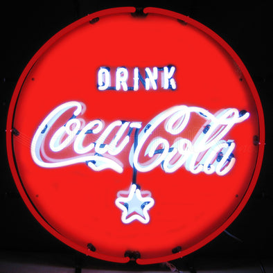 Drink Coca-Cola Red White and Coke Circle Neon Sign