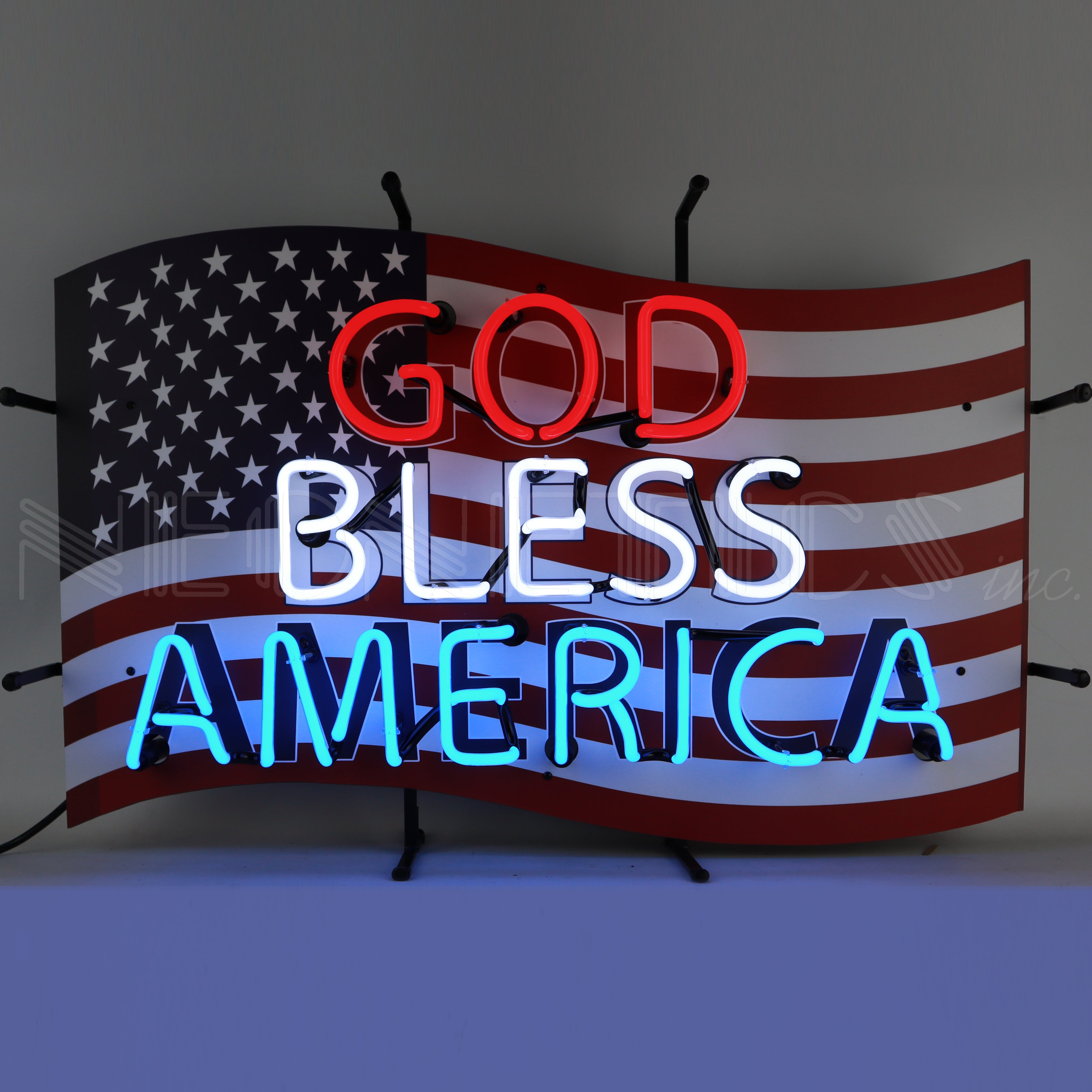 God Bless America Neon Sign with American Flag | Camaro Store Online