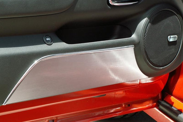 5th Gen Camaro Door Panel Kick Plates 2Pc - Plain Brushed Stainless Steel 2010-2015