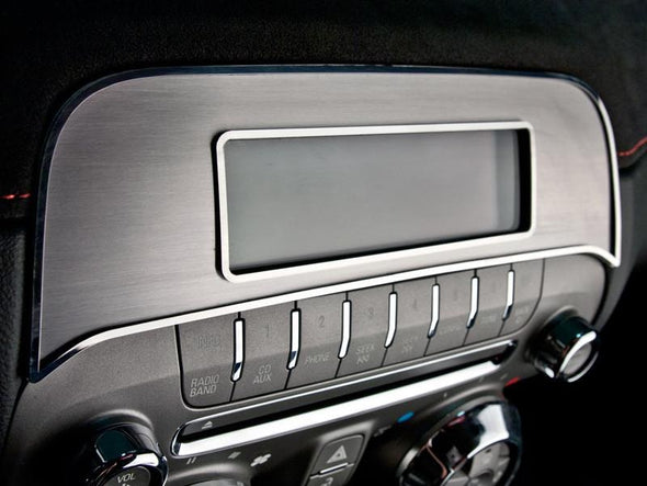 5th Gen Camaro Factory Radio Trim Plate - Brushed Stainless Steel w/ Polished Bezel