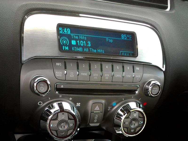 5th-gen-camaro-factory-radio-trim-plate-brushed-stainless-steel-w-polished-bezel