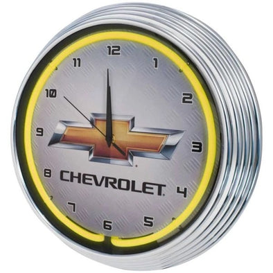 Chevrolet Gold Bowtie Yellow Neon Wall Clock