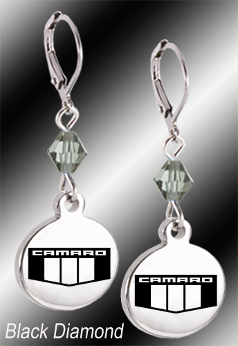 Camaro Emblem Crystal Leverback Earrings