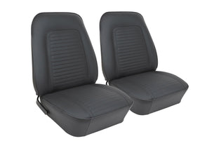 1969-1969 Chevrolet Camaro Leather Seat Covers - Standard Interior Front Buckets, Black