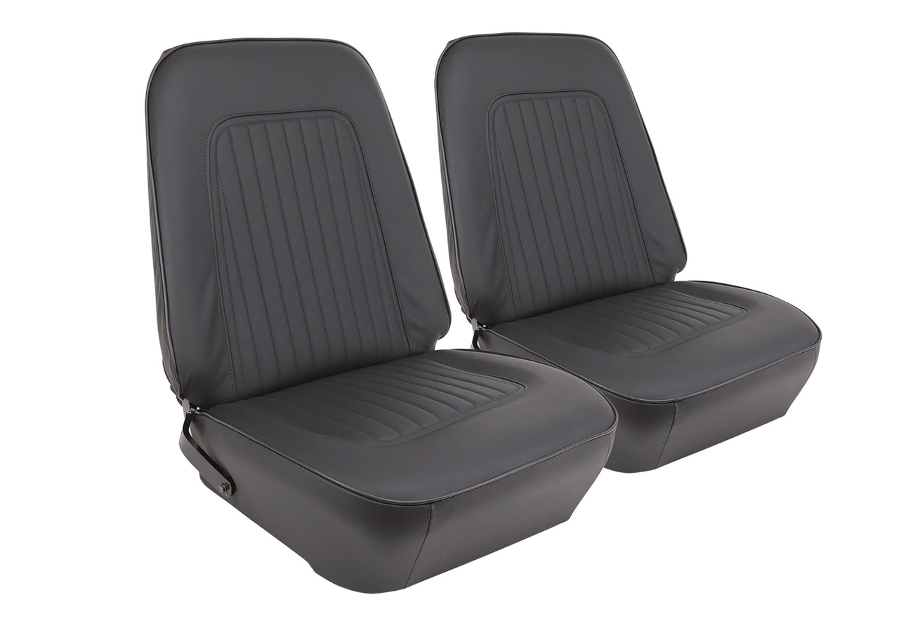 1967-1968 Chevrolet Camaro Leather Seat Cover Set - Coupe Standard Interior Front & Rear - Black - CA