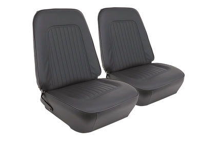 1967-1968 Chevrolet Camaro Leather Seat Cover Set - Coupe Standard Interior Front & Rear - Black