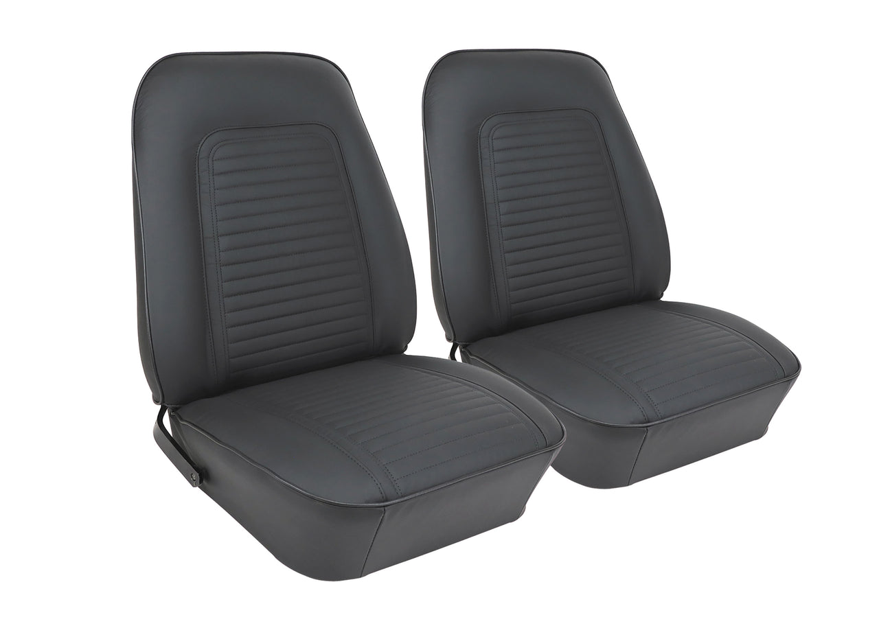 1969-1969 Chevrolet Camaro Premium Stitched Vinyl Seat Covers - Standard Interior Front Buckets, Black - CA