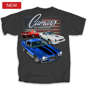 1967-2021 Chevrolet Camaro T-Shirt - Red, White, Blue Cars