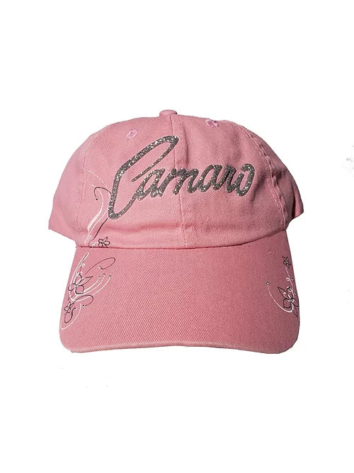 camaro-glitter-script-ladies-cap-pink