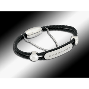 Camaro Ladies Black Leather Bracelet