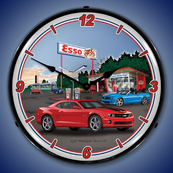 lighted-camaro-esso-station-clock