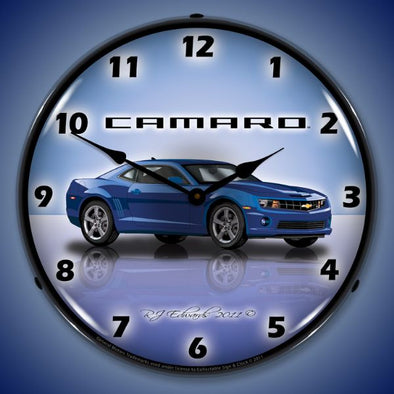 Lighted 5th Generation Camaro Imperial Blue Clock