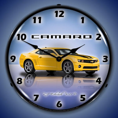Lighted 5th Generation Camaro Rally Yellow Clock