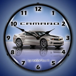 Lighted 5th Generation Camaro Silver Ice Clock