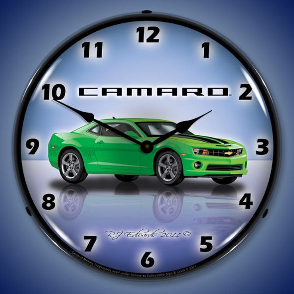 Lighted 5th Generation Camaro Synergy Green Clock
