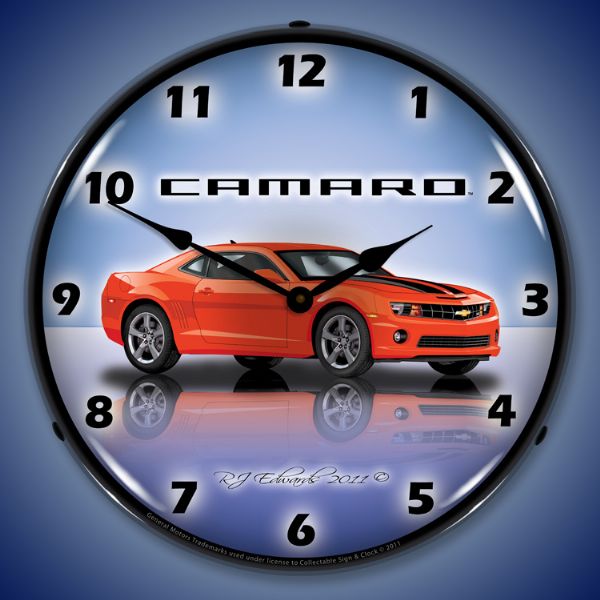 lighted-camaro-ss-g5-orange-clock